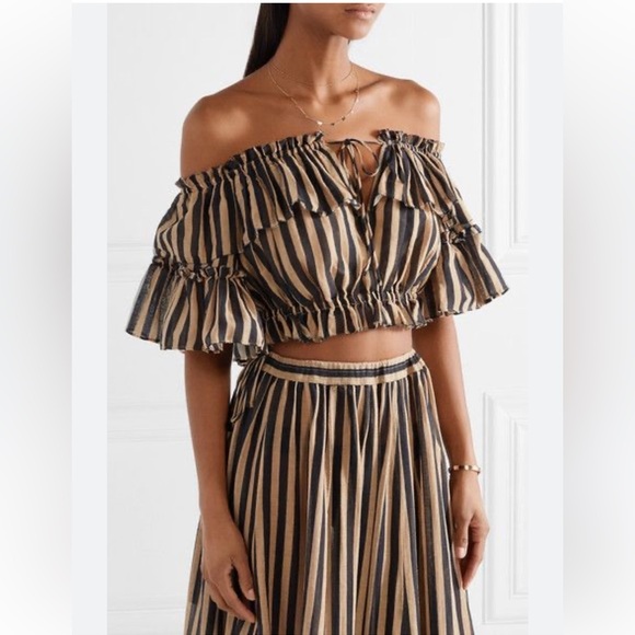 ZIMMERMANN Jaya Striped Scoop Neck Crop Zimmermann Size 0 - Picture 1 of 10